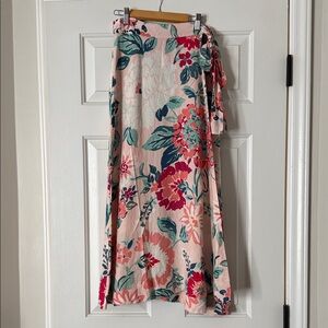 LOFT Floral Maxi Wrap Tie Waist Skirt
